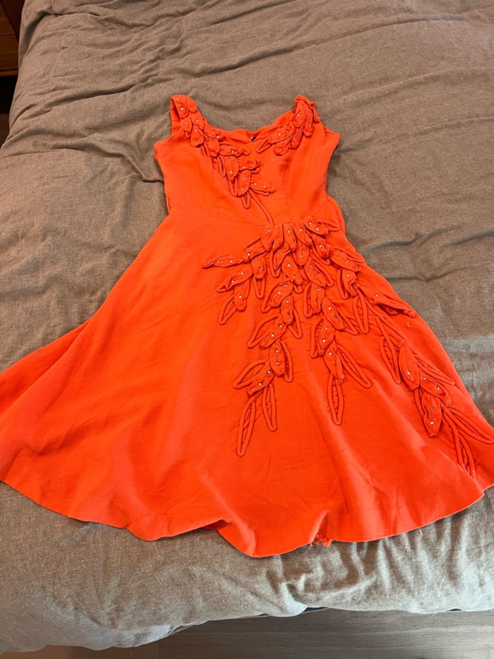Coral texture rhinestone Embellished A-Line Dress